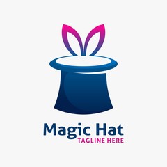 Magic hat logo design with bunny ears