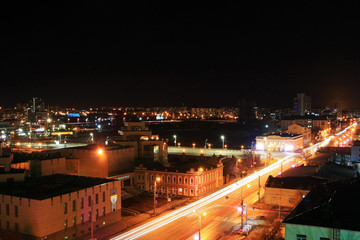 View of the night city of Chelyabinsk