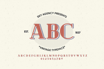 Vintage style font and alphabet for different designs. ABC typeface