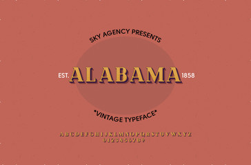 Vintage style font and alphabet for different designs. Alabama typeface