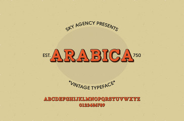 Vintage style font and alphabet for different designs. Arabica typeface