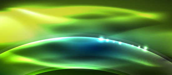 Abstract background. Shiny design neon waves with light effects, techno trendy design. Vector Illustration For Wallpaper, Banner, Background, Card, Book Illustration, landing page