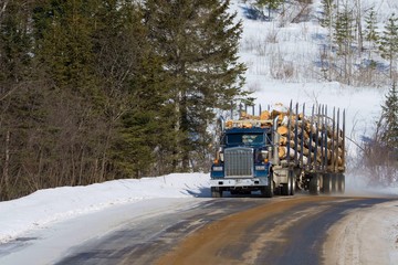 Camion lourd pour le transport forestier au Québec, Canada