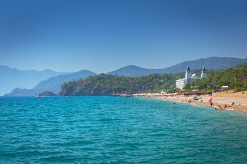 Blue lagoon of the beach on Turkish Riviera near Tekirova