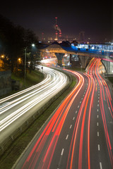 Fototapeta premium Light trails in Cracow by night
