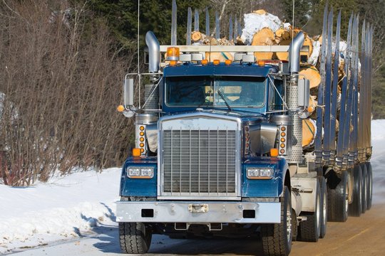 Camion lourd pour le transport forestier au Qu&eacute;bec, Canada