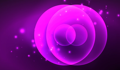 Glowing neon shiny transparent abstract geometric shapes with light effects. Techno futuristic vector abstract background For Wallpaper, Banner, Background, Card, Book Illustration, landing page