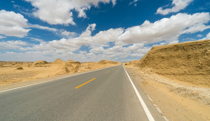 Road straight ahead to desert