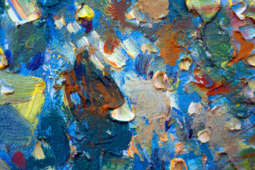 Abstract modern painting. Painting painted with a palette knife on canvas with oil paints in a large stroke