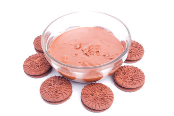 Chocolate biscuits sandwich with chocolate spread 