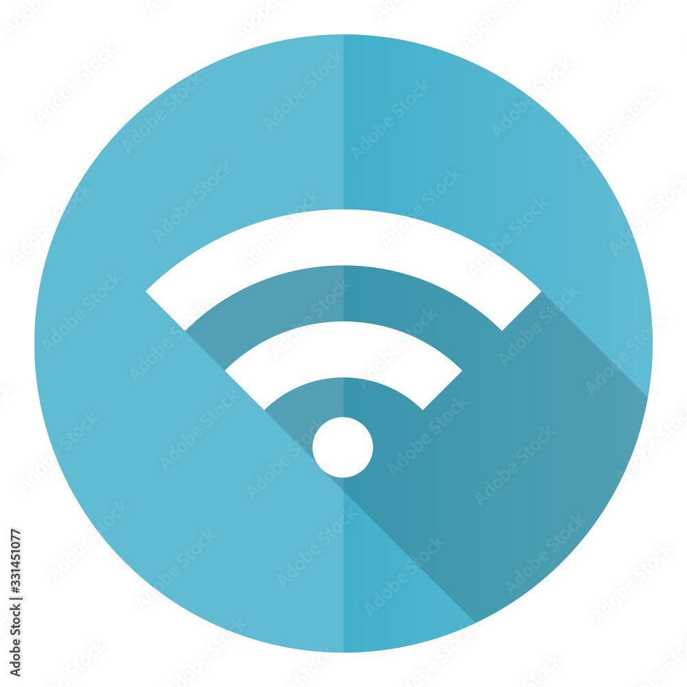 Poster wireless blue round flat design vector icon isolated on white background
