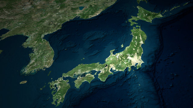 Japan topographic map, elevation, relief