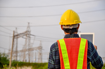 Engineers are using tablets for business communication at work sites.