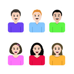Fototapeta premium set of people cartoon icons of six boys and girls