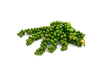 Fresh peppercorn organic farm isolated on white background.