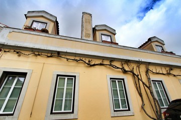 Old colorful and vintage facades in Lisbon