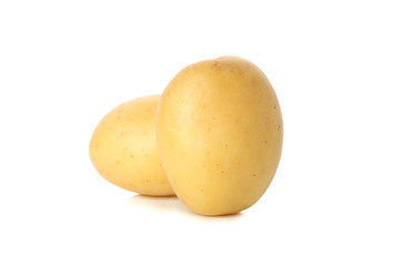 Ripe young potato isolated on white background