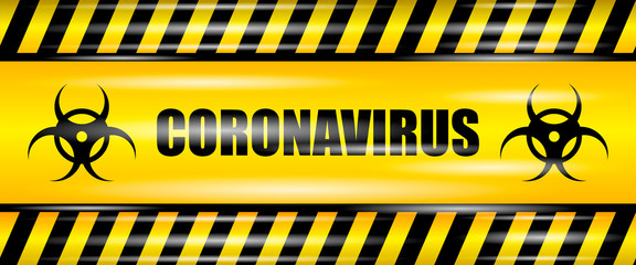 Coronavirus (2019-nCOV) realistic seamless yellow ribbon, caution coronavirus, realistic vector illustration