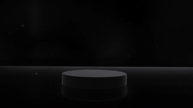 3D Rendering, Animation of empty cylinder podium, vacant pedestal. Modern minimal motion design. Product display, platform, stand. Commercial showcase mockup.Cameara dolly movment.