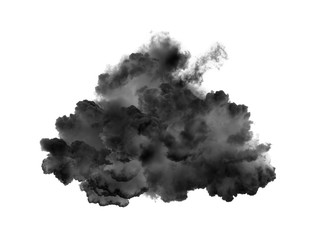 black cloud smoke on white background