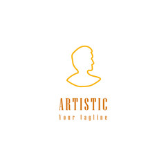 logo line art minimalist template design art face man for brand fashion