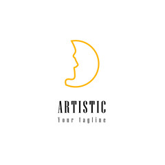 logo line art template design art face man silhouette for brand fashion