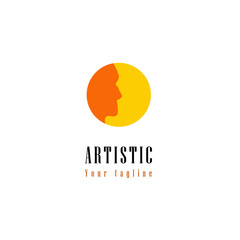 logo template design art face man silhouette for your brand fashion