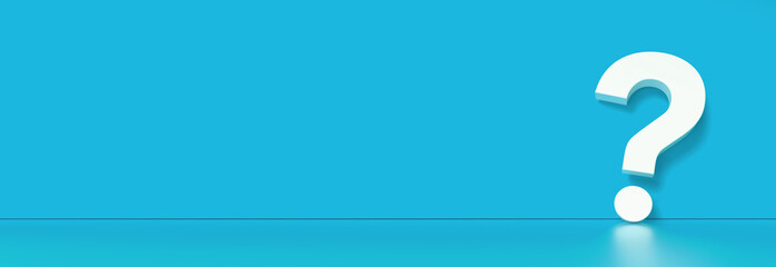 question mark in front of a red color wall background. Business support concept - 3D Rendering.