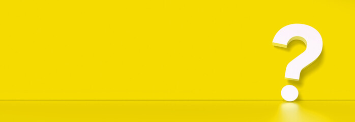 question mark in front of a red color wall background. Business support concept - 3D Rendering.