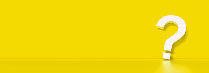 question mark in front of a red color wall background. Business support concept - 3D Rendering.