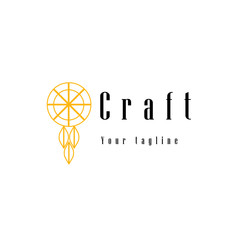 logo line art template design for product craft