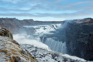 Gullfoss waterfall in early May, Iceland