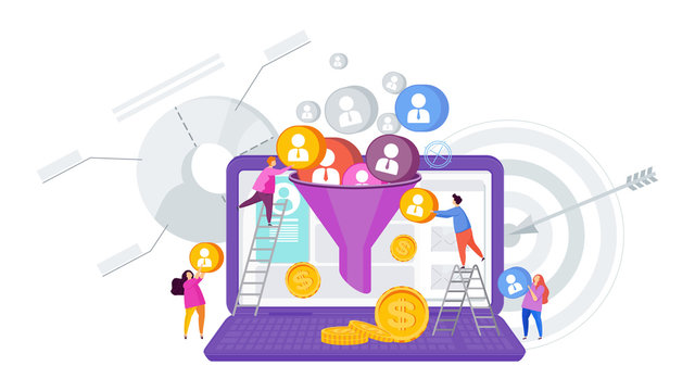 Sales funnel concept. Attracting potential customers.