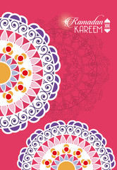 eid mubarak card with lettering and mandalas frame