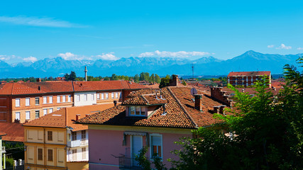 View of the town of Fossano, Piemont, Italy.