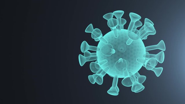 Coronavirus 2019-nCov novel asian flu outbreak and influenza cell. Microscope virus close up. 3d rendering loop