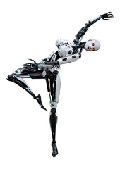 3D Rendering Female Robot on White