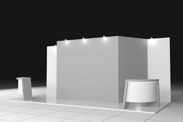 blank stand design in exhibition. 3D rendering