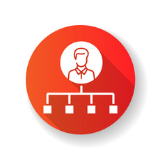 Sourcing red flat design long shadow glyph icon. Talent acquisition, recruitment strategy. Headhunting, candidates selection. Human resources management. Silhouette RGB color illustration