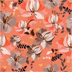 Vector spring abstract background flowers seamless pattern