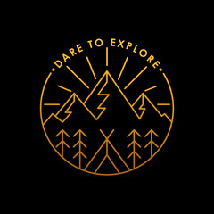 Mountains icon logo vector illustration. Vintage Mountain emblem design vector template design. Mountains Line Art logo vector illustration for Outdoor Adventure.