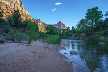 the watchman from parus trail in zion national park, usa