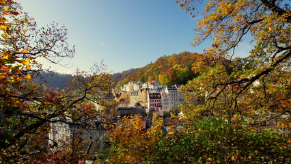 Karlovy Vary -  a spa town situated in western Bohemia, Czech Republic - obrazy, fototapety, plakaty