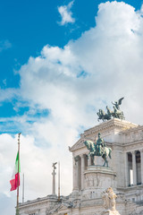 ROME, ITALY - January 17, 2019: Italy and the EU flag in Rome, ITALY