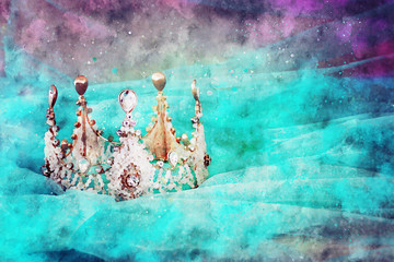 watercolor style and abstract image of beautiful queen/king crown. fantasy medieval period © tomertu