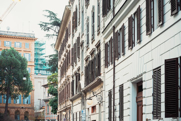 ROME, ITALY - January 17, 2019: Traditional street view of old buildings. is a city and special comune in Italy. With 2.9 million residents. Rome, ITALY