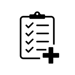 Obraz premium Checklist with medicine plus. Vector isolated icon. Medicine checklist report. Clipboard icon business agreement checkbox list. Health care. Checklist clipboard. Vector medicine illustration.