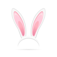 Easter bunny ears isolated on white background. Cartoon cute rabbit Headband for poster, banner or invitation cards. Vector illustration