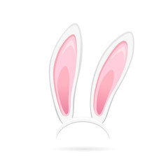 Easter bunny ears isolated on white background. Cartoon cute rabbit Headband for poster, banner or invitation cards. Vector illustration