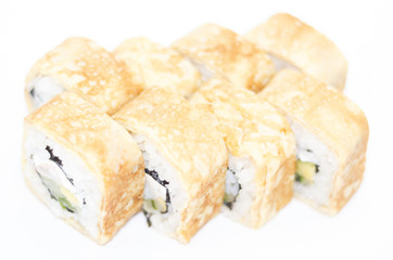 fresh roll japanese food on white background